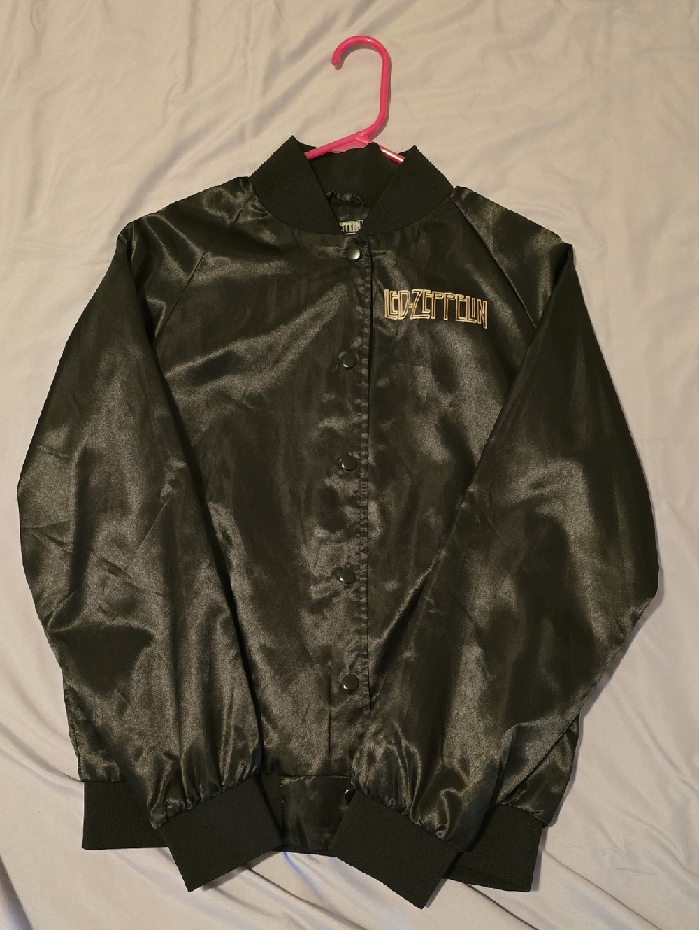 Led Zeppelin Women's SM Button Up Satin Jacket Like New